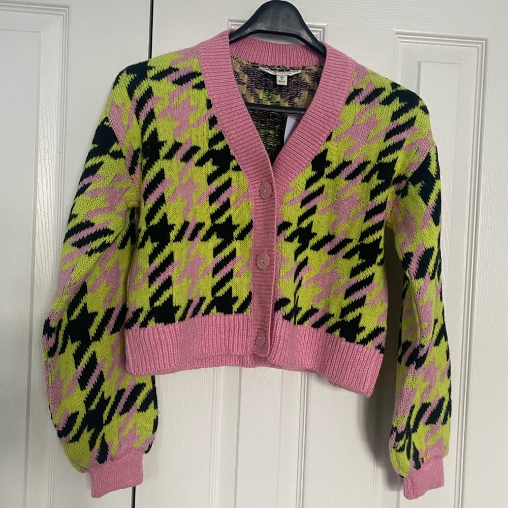 NWT Miss Selfridge houndstooth crop cardigan